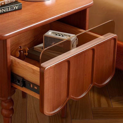 Traditional French Rectangular Solid Wood Top Nightstand Storage Drawer For Bedroom