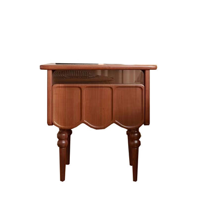 Traditional French Rectangular Solid Wood Top Nightstand Storage Drawer For Bedroom