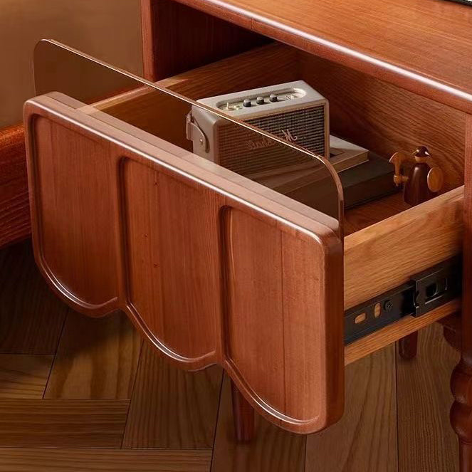 Traditional French Rectangular Solid Wood Top Nightstand Storage Drawer For Bedroom