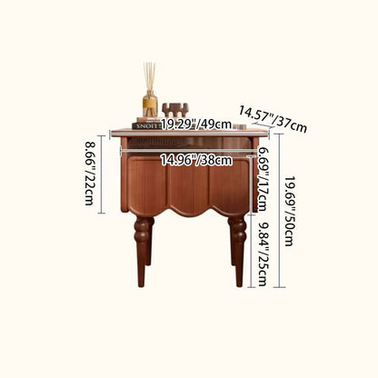 Traditional French Rectangular Solid Wood Top Nightstand Storage Drawer For Bedroom