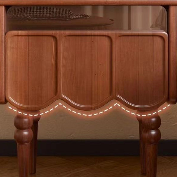 Traditional French Rectangular Solid Wood Top Nightstand Storage Drawer For Bedroom