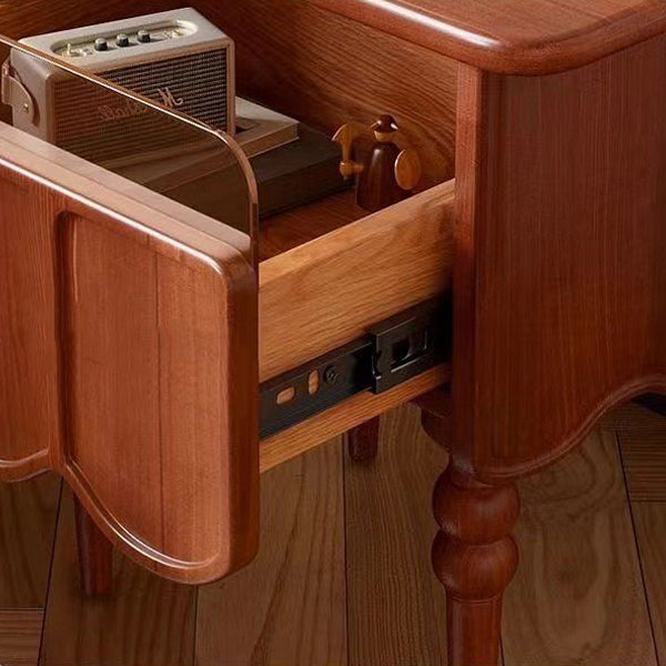 Traditional French Rectangular Solid Wood Top Nightstand Storage Drawer For Bedroom