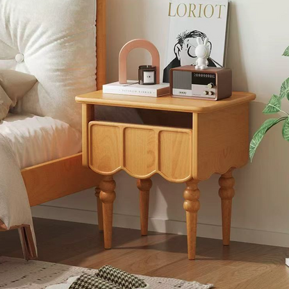 Traditional French Rectangular Solid Wood Top Nightstand Storage Drawer For Bedroom