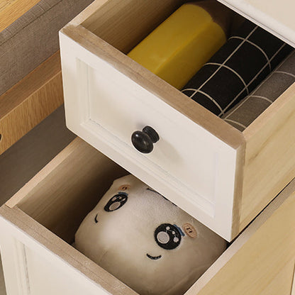 Traditional Japanese Ultra Thin Solid Wood Rectangular Nightstand Storage Organizer 2-Drawer For Bedroom