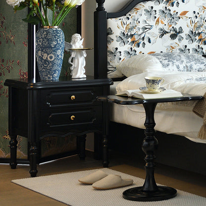 Traditional European Rectangular Solid Wood Nightstand 2-Drawer For Bedroom