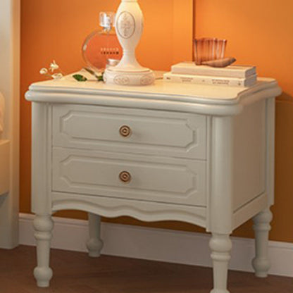 Traditional European Rectangular Solid Wood Nightstand 2-Drawer For Bedroom