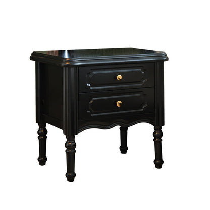 Traditional European Rectangular Solid Wood Nightstand 2-Drawer For Bedroom