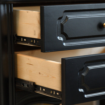 Traditional European Rectangular Solid Wood Nightstand 2-Drawer For Bedroom