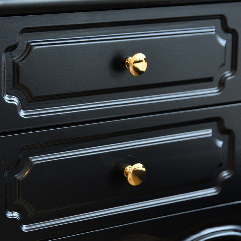 Traditional European Rectangular Solid Wood Nightstand 2-Drawer For Bedroom