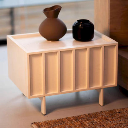 Modern Minimalist Solid Wood Geometric Cuboid Nightstand 1-Drawer For Bedroom