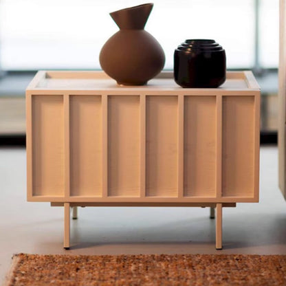 Modern Minimalist Solid Wood Geometric Cuboid Nightstand 1-Drawer For Bedroom