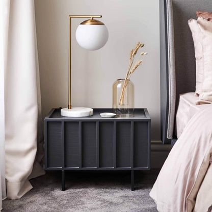 Modern Minimalist Solid Wood Geometric Cuboid Nightstand 1-Drawer For Bedroom