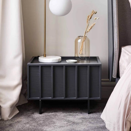 Modern Minimalist Solid Wood Geometric Cuboid Nightstand 1-Drawer For Bedroom