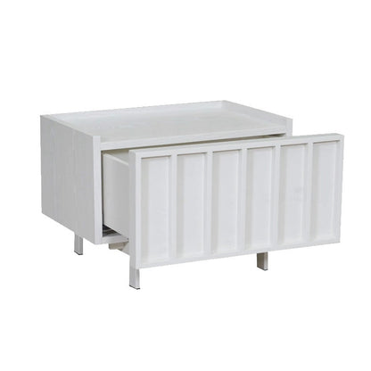 Modern Minimalist Solid Wood Geometric Cuboid Nightstand 1-Drawer For Bedroom