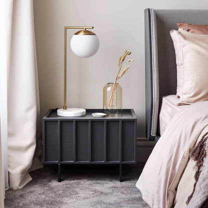 Modern Minimalist Solid Wood Geometric Cuboid Nightstand 1-Drawer For Bedroom