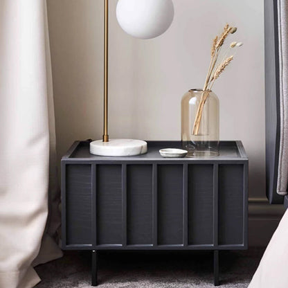 Modern Minimalist Solid Wood Geometric Cuboid Nightstand 1-Drawer For Bedroom