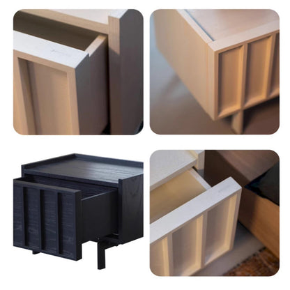 Modern Minimalist Solid Wood Geometric Cuboid Nightstand 1-Drawer For Bedroom