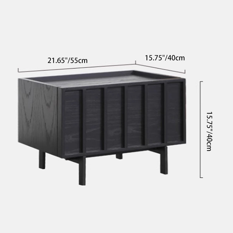 Modern Minimalist Solid Wood Geometric Cuboid Nightstand 1-Drawer For Bedroom