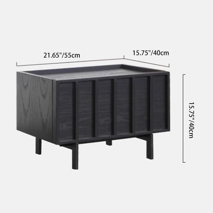 Modern Minimalist Solid Wood Geometric Cuboid Nightstand 1-Drawer For Bedroom