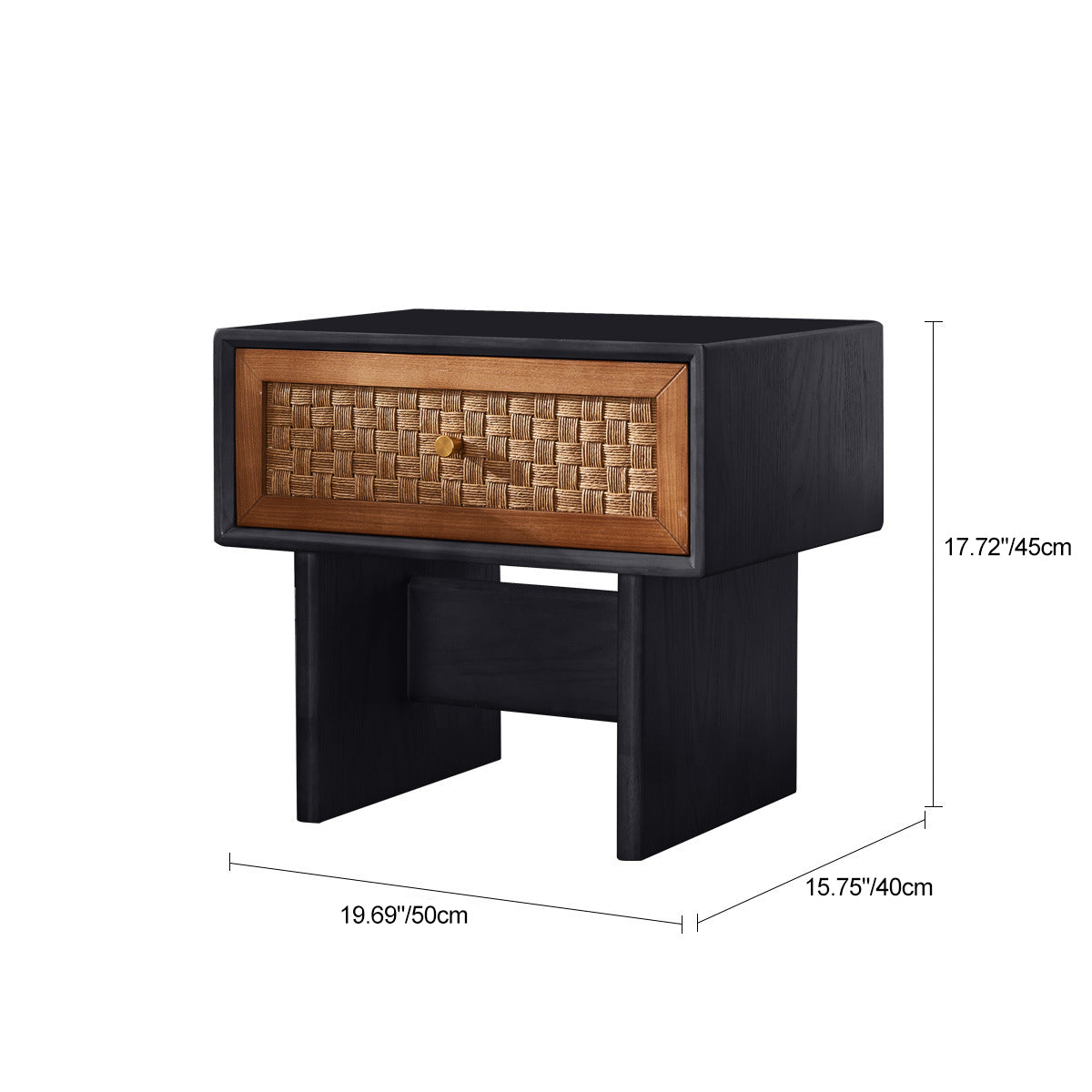 Traditional Vintage Rectangular Solid Wood Nightstand 1-Drawer For Bedroom