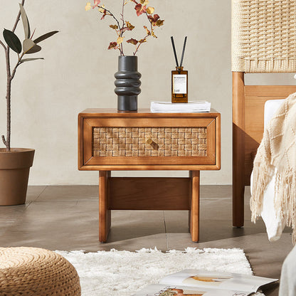 Traditional Vintage Rectangular Solid Wood Nightstand 1-Drawer For Bedroom