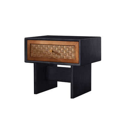 Traditional Vintage Rectangular Solid Wood Nightstand 1-Drawer For Bedroom