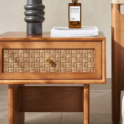 Traditional Vintage Rectangular Solid Wood Nightstand 1-Drawer For Bedroom