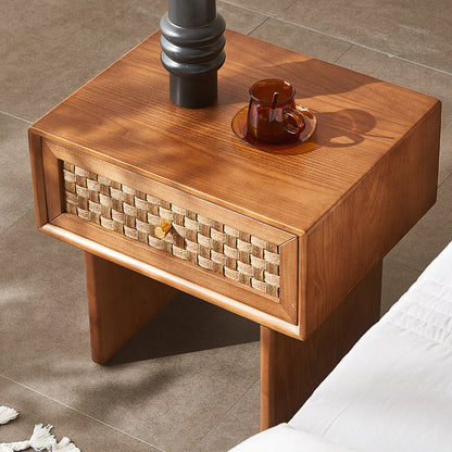 Traditional Vintage Rectangular Solid Wood Nightstand 1-Drawer For Bedroom