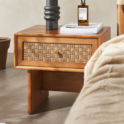 Traditional Vintage Rectangular Solid Wood Nightstand 1-Drawer For Bedroom