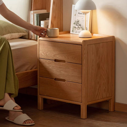 Traditional Vintage Rectangular Solid Wood Nightstand 3-Drawer For Bedroom