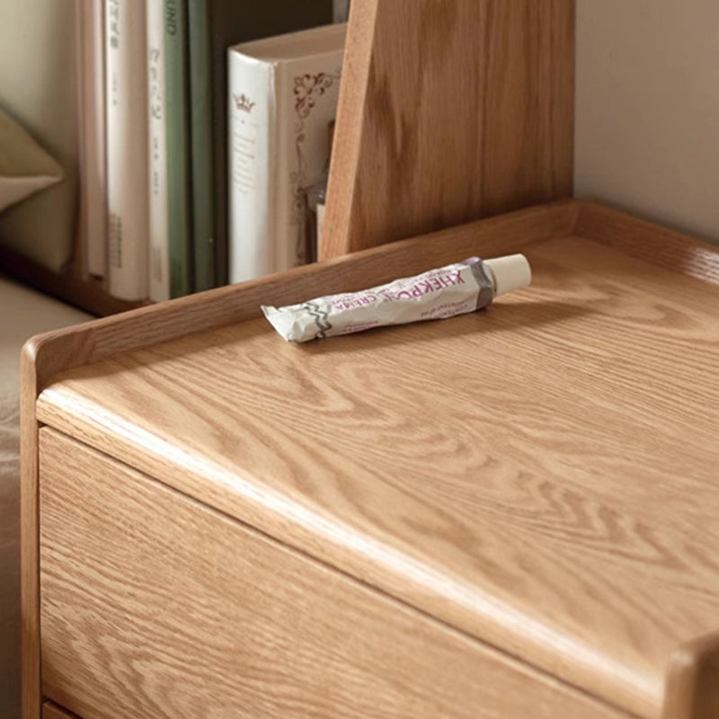 Traditional Vintage Rectangular Solid Wood Nightstand 3-Drawer For Bedroom