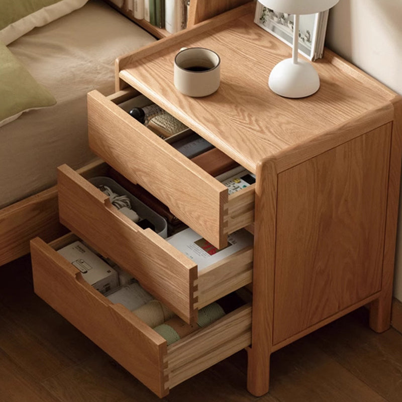 Traditional Vintage Rectangular Solid Wood Nightstand 3-Drawer For Bedroom