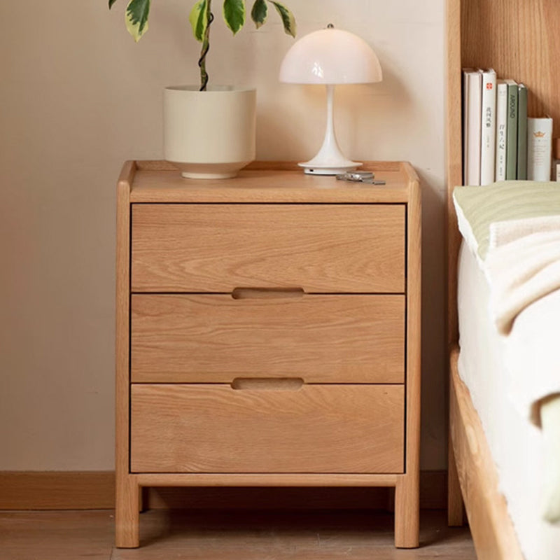 Traditional Vintage Rectangular Solid Wood Nightstand 3-Drawer For Bedroom