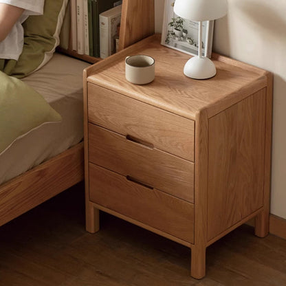 Traditional Vintage Rectangular Solid Wood Nightstand 3-Drawer For Bedroom