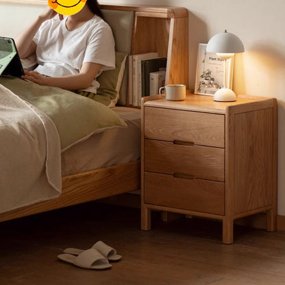 Traditional Vintage Rectangular Solid Wood Nightstand 3-Drawer For Bedroom