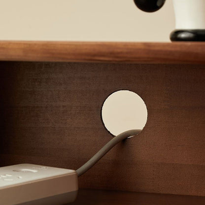 Traditional Japanese Square Solid Wood Top Nightstand 2-Tier Storage Drawer For Bedroom