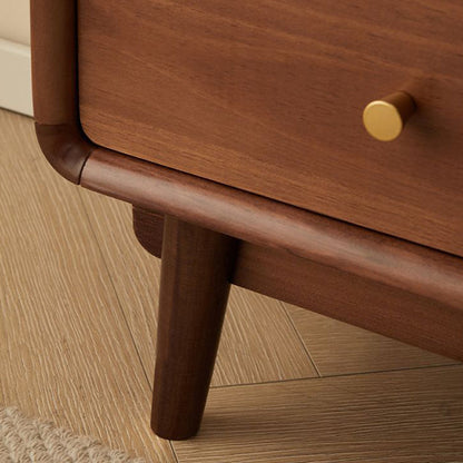 Traditional Japanese Square Solid Wood Top Nightstand 2-Tier Storage Drawer For Bedroom