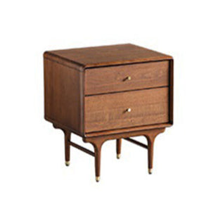 Contemporary Luxury Solid Wood Cube Nightstand 2-Drawer For Bedroom