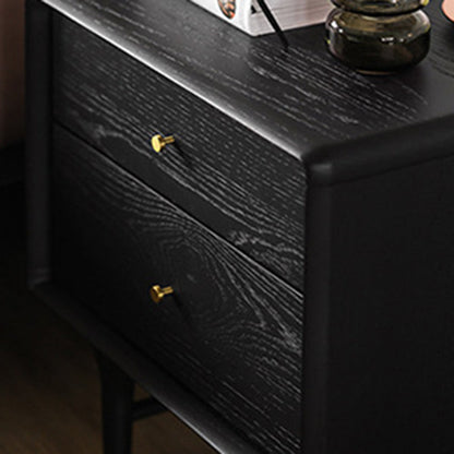 Contemporary Luxury Solid Wood Cube Nightstand 2-Drawer For Bedroom