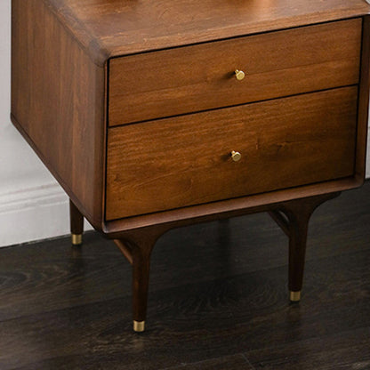 Contemporary Luxury Solid Wood Cube Nightstand 2-Drawer For Bedroom