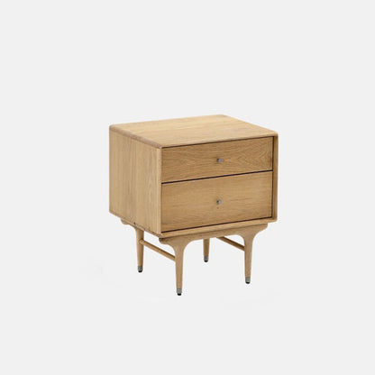 Contemporary Luxury Solid Wood Cube Nightstand 2-Drawer For Bedroom