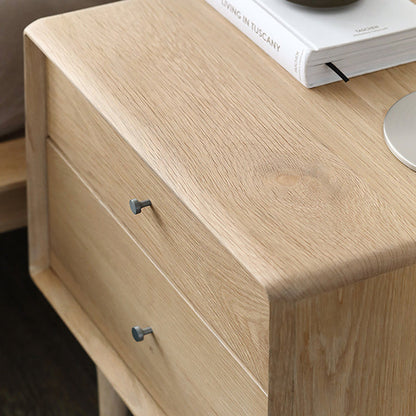 Contemporary Luxury Solid Wood Cube Nightstand 2-Drawer For Bedroom