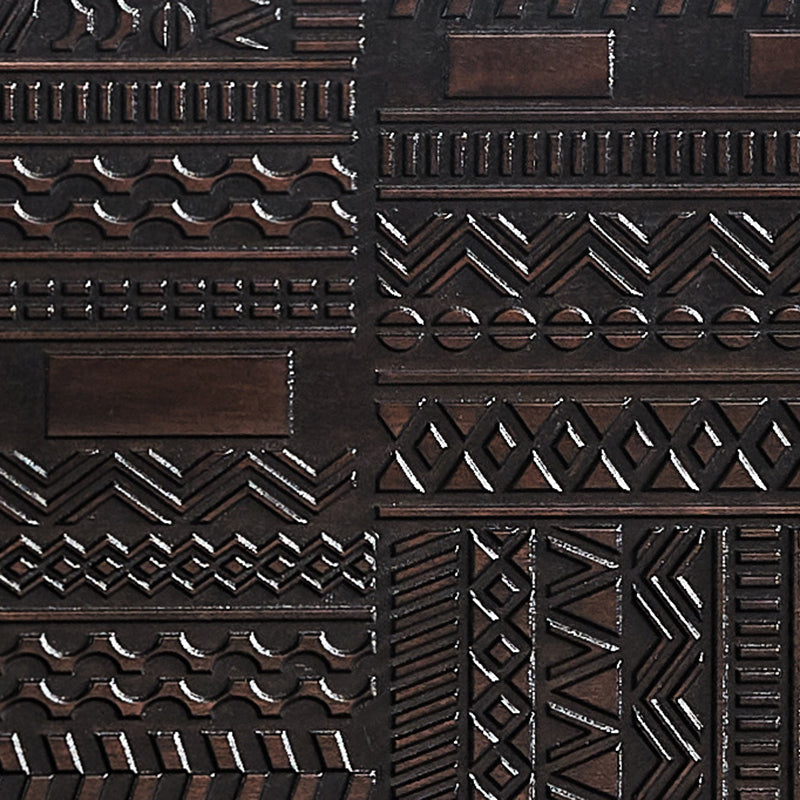 Contemporary Simplicity Solid Wood Carving Cuboid Nightstand 2-Drawer For Bedroom