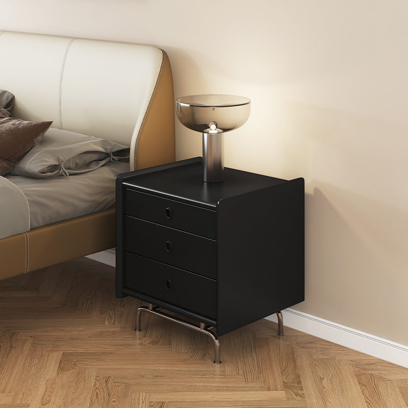 Modern Simplicity Cube Solid Wood Nightstand 3-Drawer For Bedroom