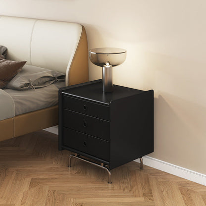 Modern Simplicity Cube Solid Wood Nightstand 3-Drawer For Bedroom