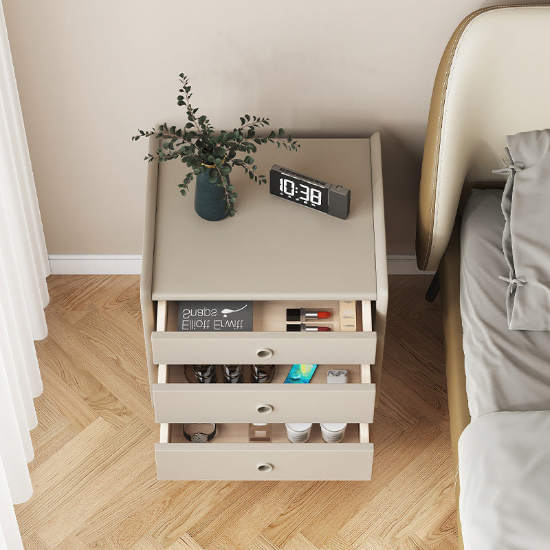 Modern Simplicity Cube Solid Wood Nightstand 3-Drawer For Bedroom