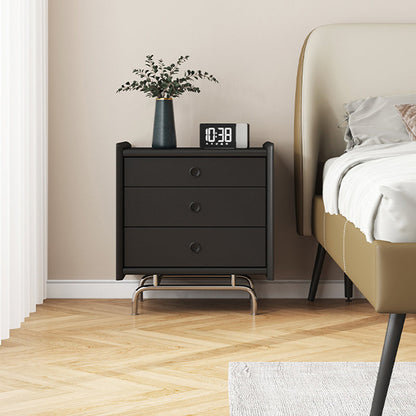 Modern Simplicity Cube Solid Wood Nightstand 3-Drawer For Bedroom