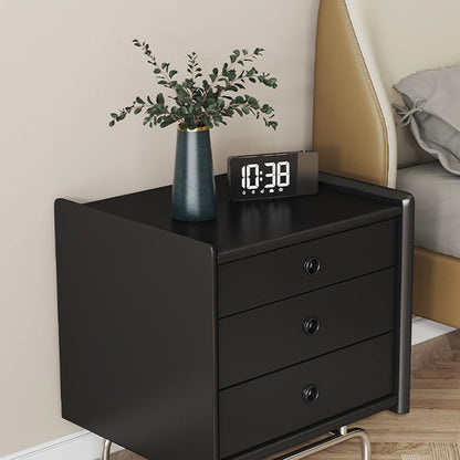 Modern Simplicity Cube Solid Wood Nightstand 3-Drawer For Bedroom