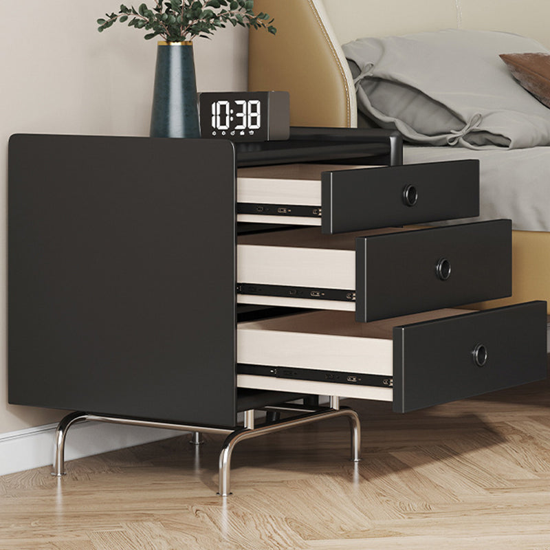 Modern Simplicity Cube Solid Wood Nightstand 3-Drawer For Bedroom