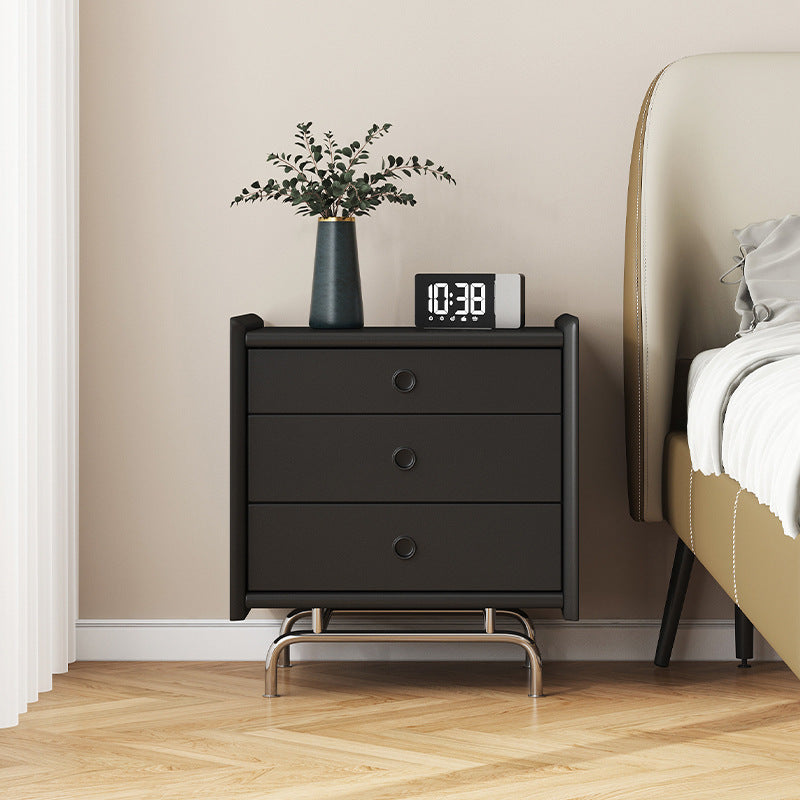 Modern Simplicity Cube Solid Wood Nightstand 3-Drawer For Bedroom